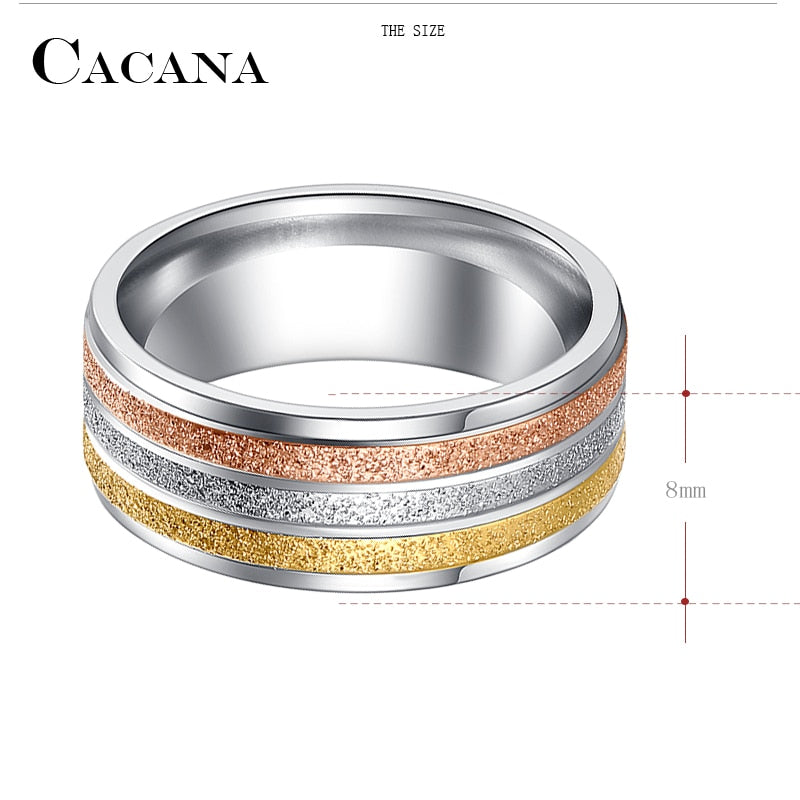 Stainless Steel Ring Three Colors Lines Trendy Fashion Sense Rings