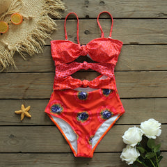 One Piece Swimsuit Bandeau Swimwear Floral Print Bathing Suit