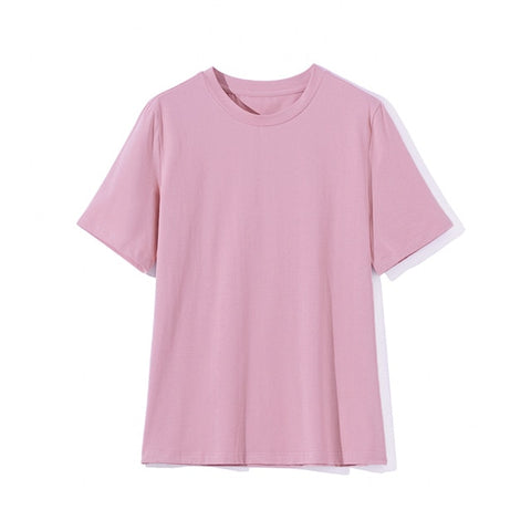 Casual Cotton Basic T-shirt Loose Short Sleeve Knitted Tee Shirts