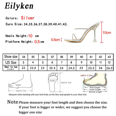 Slippers Fashion PVC Transparent Crystal Rhinestone Slides Clear Strange Heels