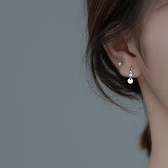Silver Simple Zircon Hoop Earrings  Bohemian Charm Jewelry Accessories