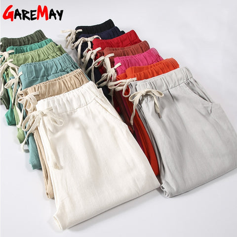 Linen Pants for Women Trousers Loose Casual Solid Color Harem Pants