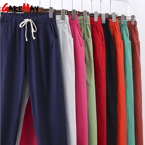 Linen Pants for Women Trousers Loose Casual Solid Color Harem Pants