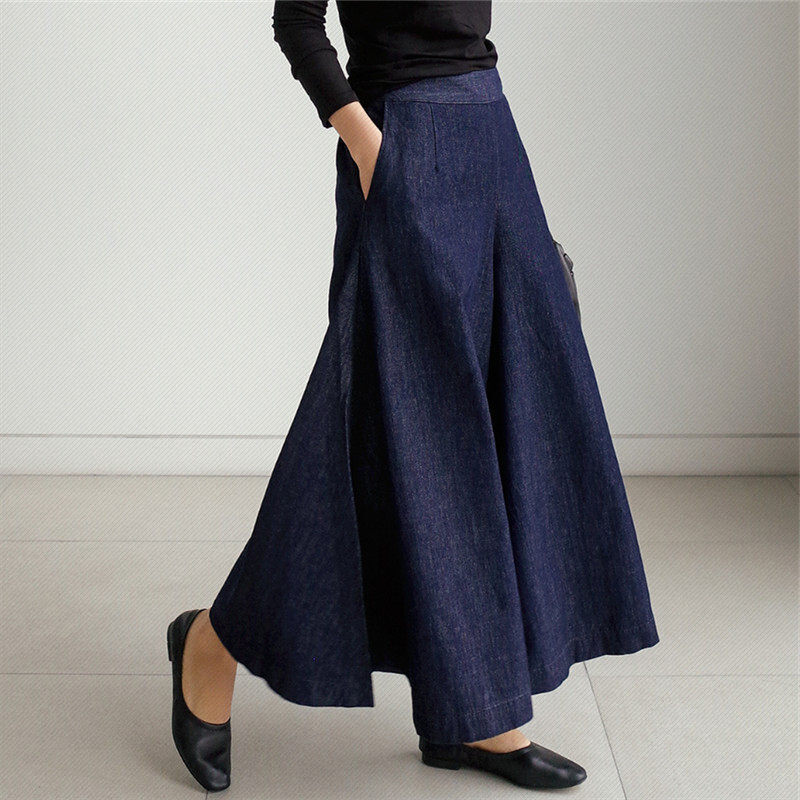 High Waist Over Length Jeans Pants Loose Trousers Pockets