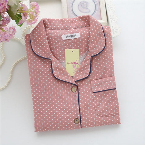 leaf pajama sets women 100% gauze cotton long sleeve casual sleepwear