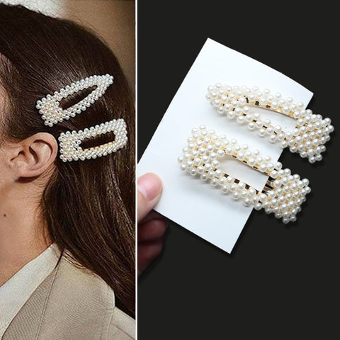 1Set Handmade Pearls Hair Clips Pin f Fashion Geometric Flower