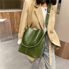 Fashion Women'S Shoulder Bucket Bag Crocodile Pattern Bags