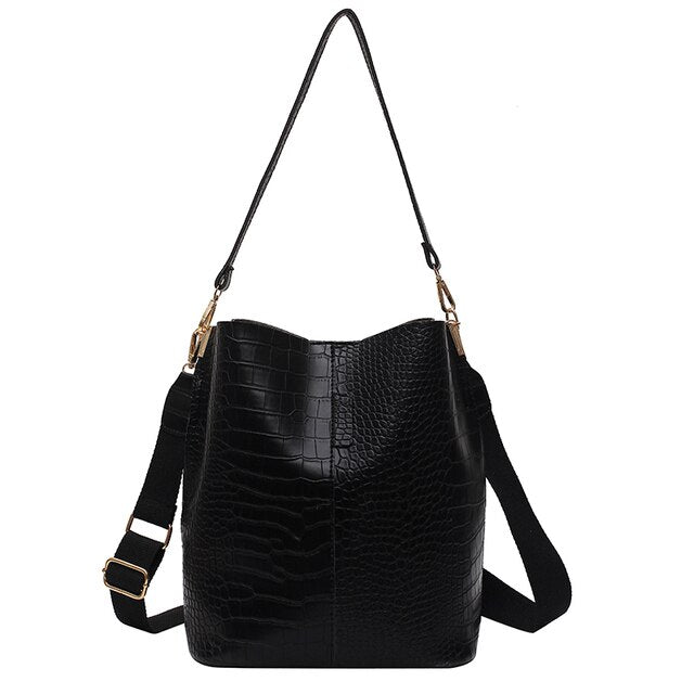 Fashion Women'S Shoulder Bucket Bag Crocodile Pattern Bags