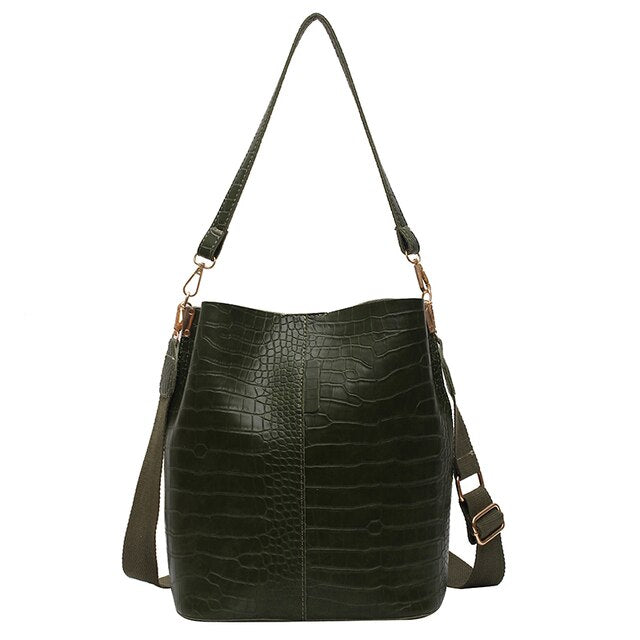 Fashion Women'S Shoulder Bucket Bag Crocodile Pattern Bags