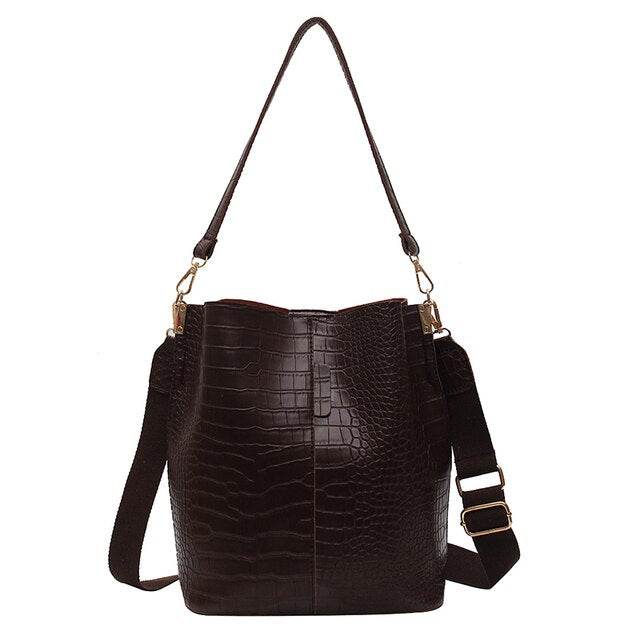 Fashion Women'S Shoulder Bucket Bag Crocodile Pattern Bags