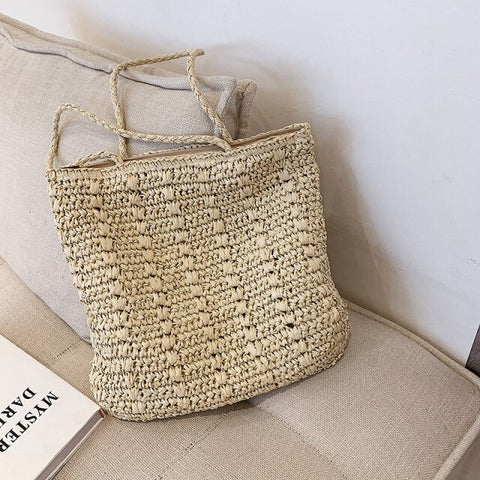 Classic Woven Shoulder Casual Large Capacity Straw Totes