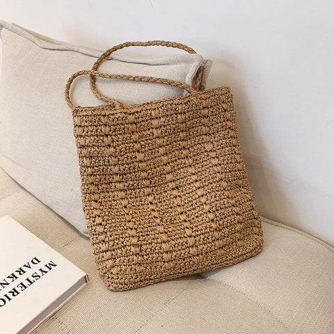 Classic Woven Shoulder Casual Large Capacity Straw Totes