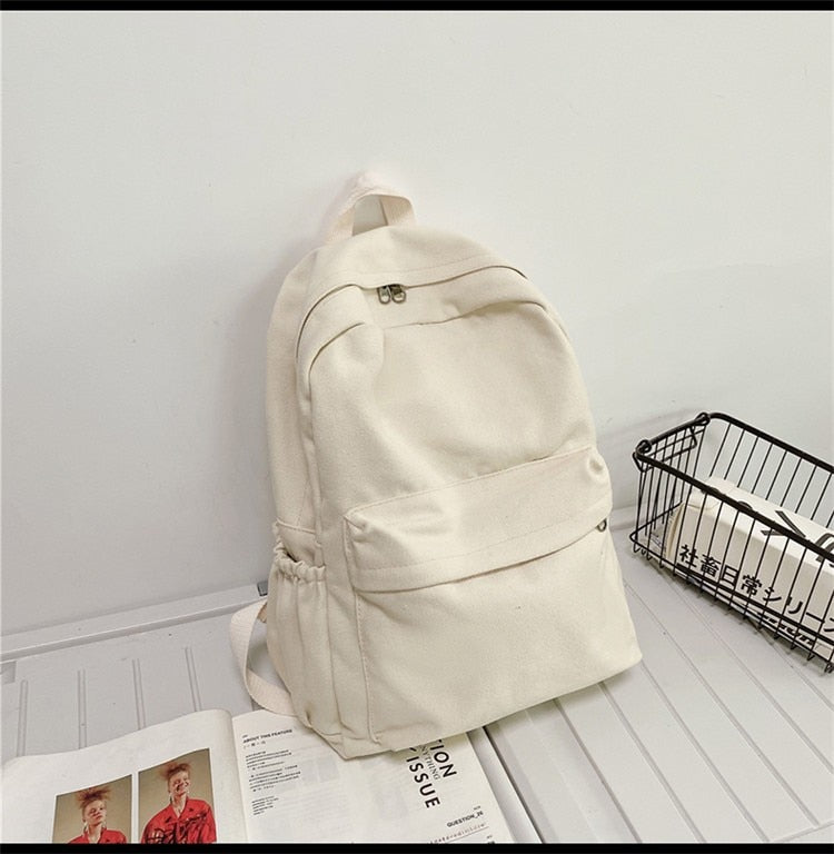 Fashion Women Backpack Canvas Travel Backpacks Solid Color