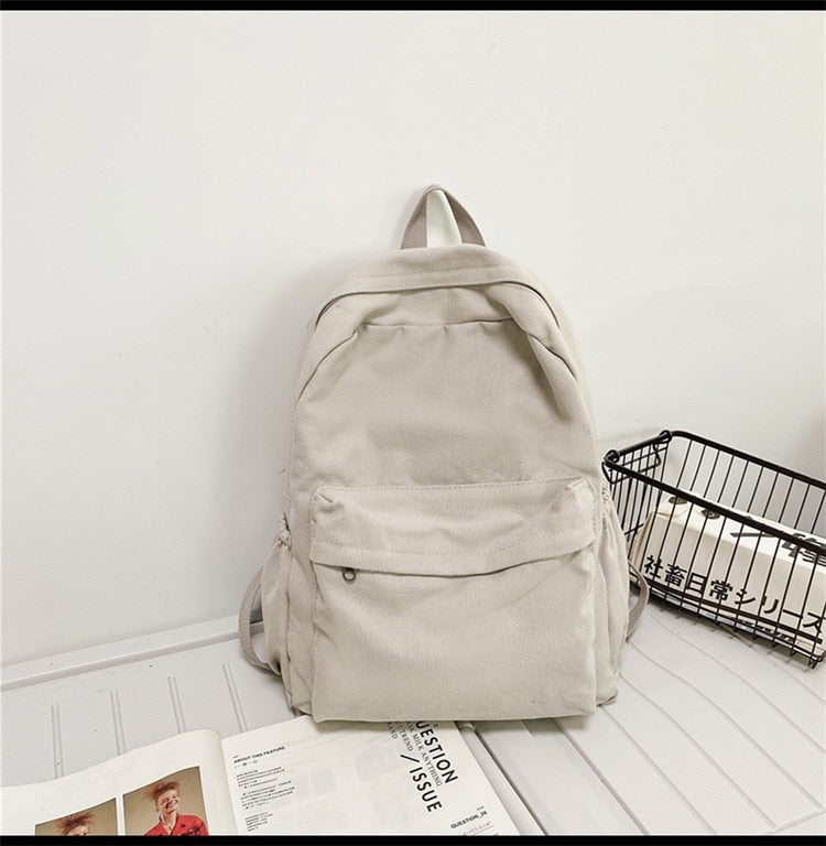 Fashion Women Backpack Canvas Travel Backpacks Solid Color