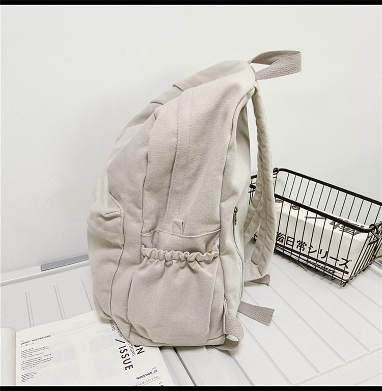 Fashion Women Backpack Canvas Travel Backpacks Solid Color