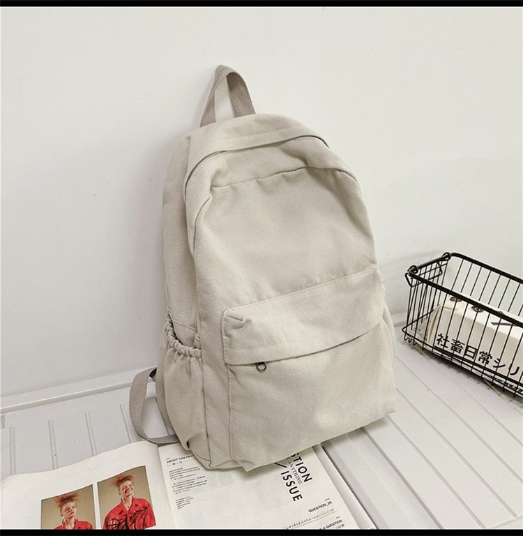 Fashion Women Backpack Canvas Travel Backpacks Solid Color