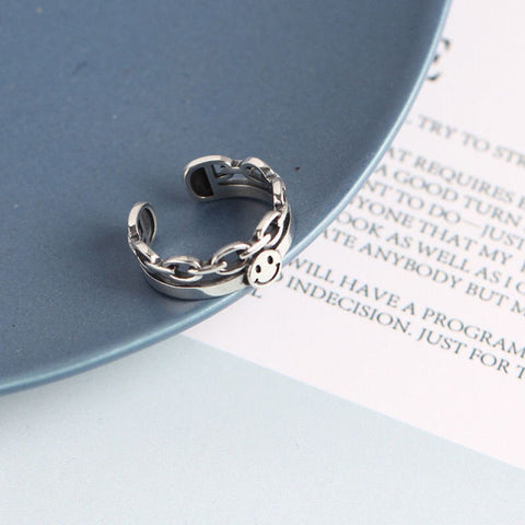 Smiley Face Open Ring Creative Adjustable Jewelry