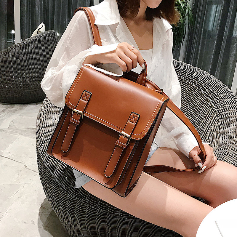 Vintage Backpack Female Pu Leather Bag Backpack Fashion