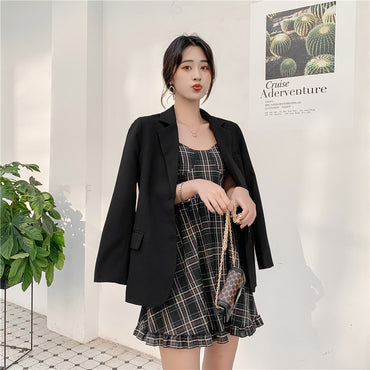 Chic Solid Color Women Casual Blazer Jacket Office Lady Pockets Work Suit