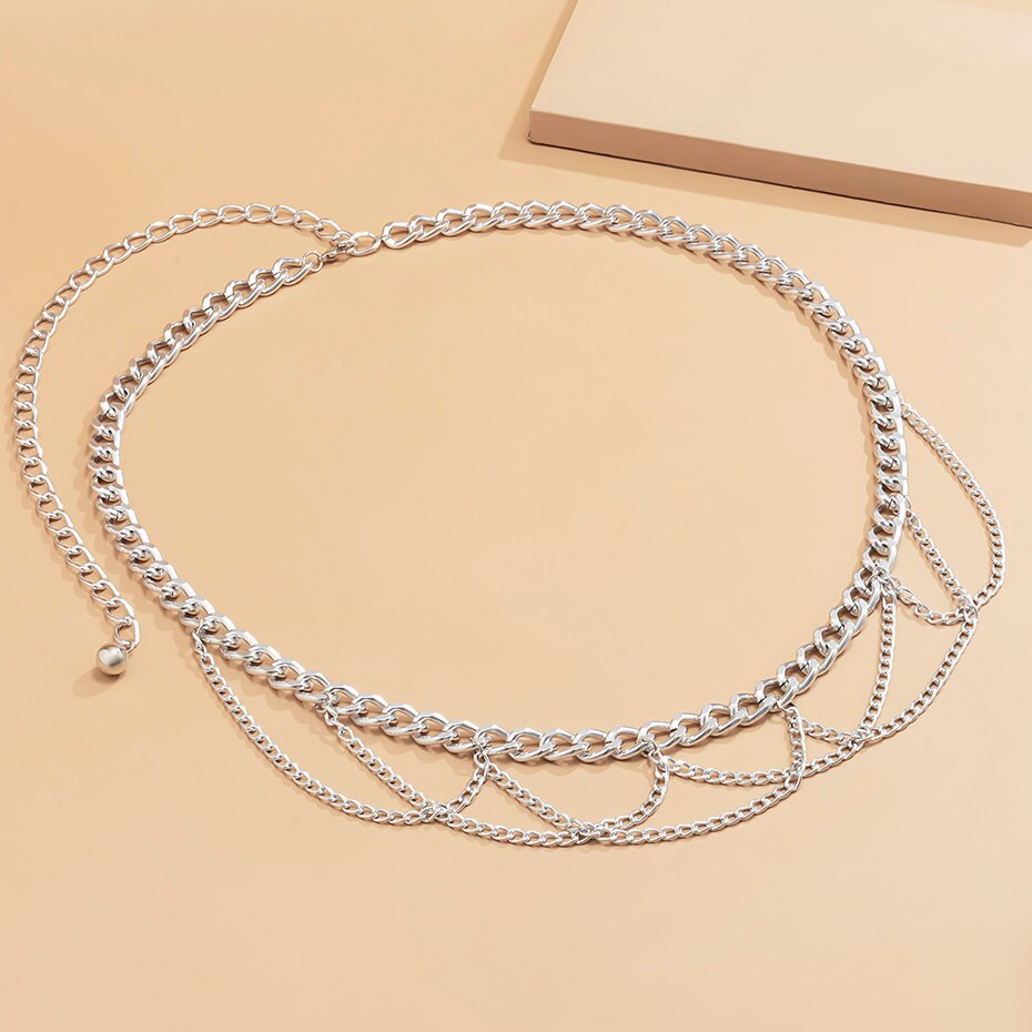 Multilayer Chain Belts for Women Metal Waist Chain Body