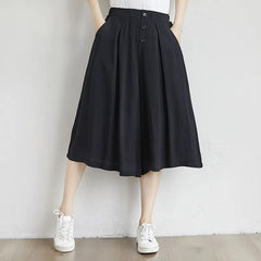 Women Culottes Summer Plus size Loose Wide Leg Pants High waist Cotton Skirts