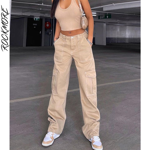 Baggy High Waist Jeans Woman 90s Streetwear Straight Cargo Pants