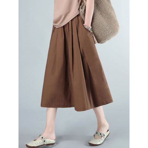 Style Cotton Wide-Leg Culottes For Women Oversized Wild Loose Casual