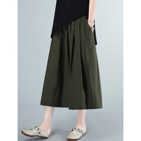 Style Cotton Wide-Leg Culottes For Women Oversized Wild Loose Casual