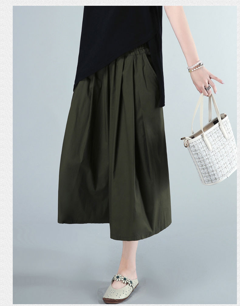 Style Cotton Wide-Leg Culottes For Women Oversized Wild Loose Casual