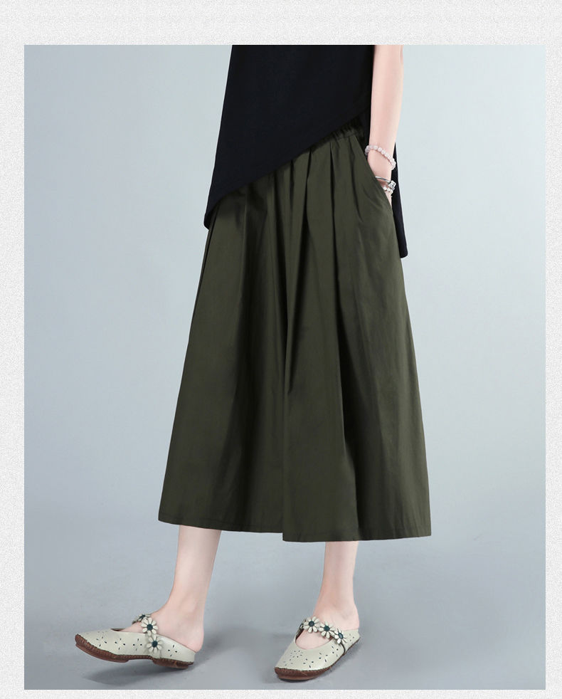 Style Cotton Wide-Leg Culottes For Women Oversized Wild Loose Casual