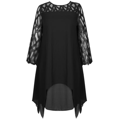 Plus Size Dress Women Casual Midi Dress Elegant Mesh Party Dress