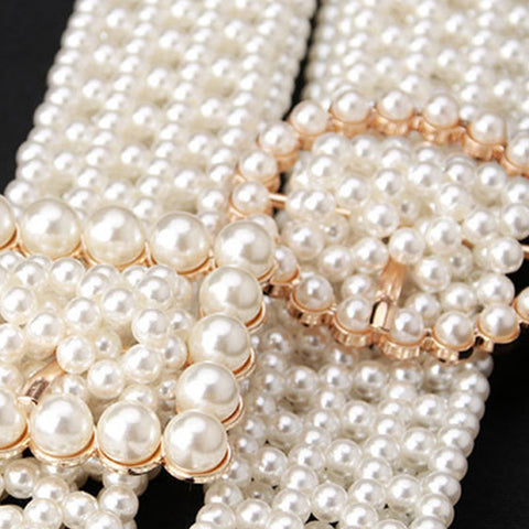 Belts  Pearl Waist Chain Water Drill Inlaid with Pearl Fashion Dress Accessories