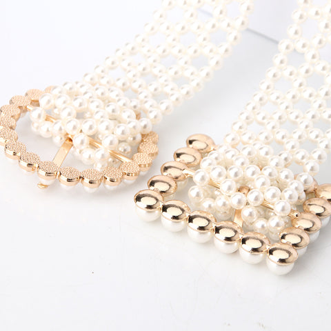 Belts  Pearl Waist Chain Water Drill Inlaid with Pearl Fashion Dress Accessories