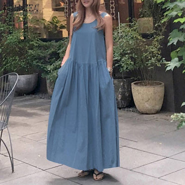 Denim Blue Dress Women's Summer Sundress Vestidos Female