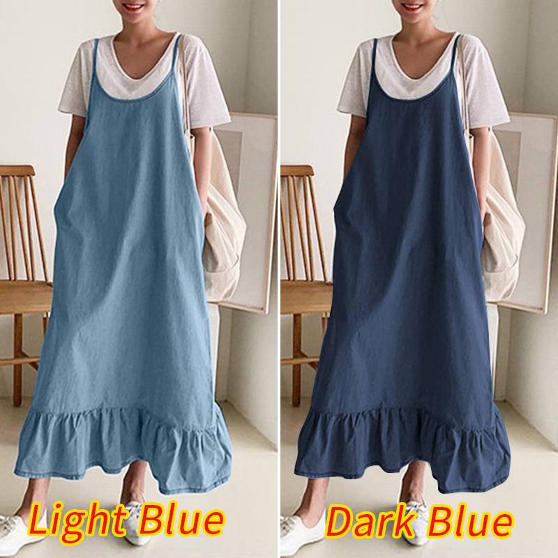 Denim Blue Ruffle Dress Women's Summer Sundress