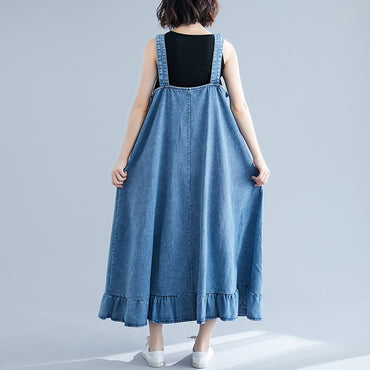 Single Breasted Cotton Denim Dresses