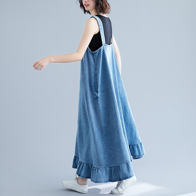 Single Breasted Cotton Denim Dresses