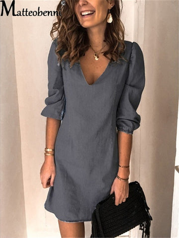 Short-Sleeve Casual Retro Loose-Fitting Plus Size Mid Waist
