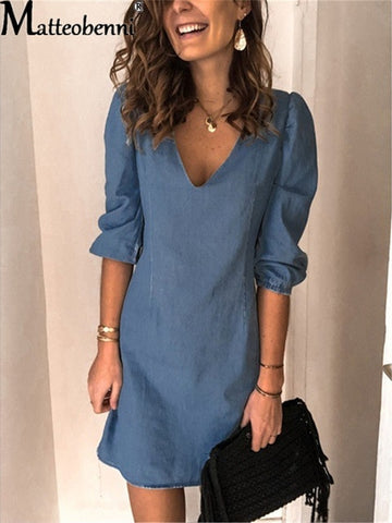 Short-Sleeve Casual Retro Loose-Fitting Plus Size Mid Waist