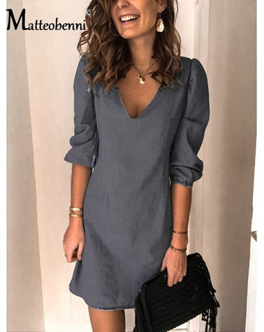 Fashion Denim Dress Loose Jeans Casual Breathable