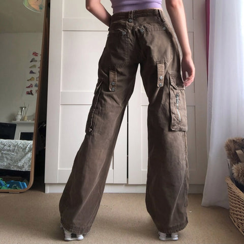 Bandage Jeans Aesthetic Vintage Baggy Cargo Pants High Waisted Casual Basic