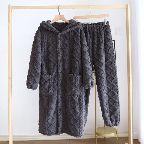 flannel pajamas suit long thickened pajamas two-piece long-sleeved