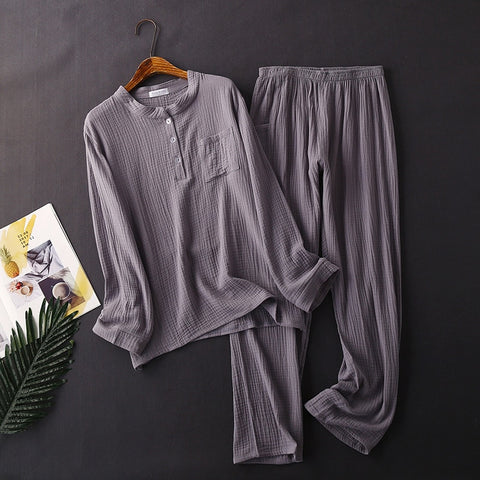 ladies pure cotton long-sleeved trousers pure color simple pajamas