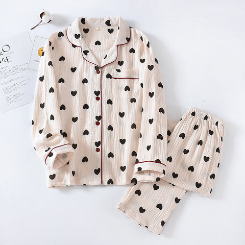 Style Ladies Spring And Autumn Cotton Ladies Pajamas Long-sleeved