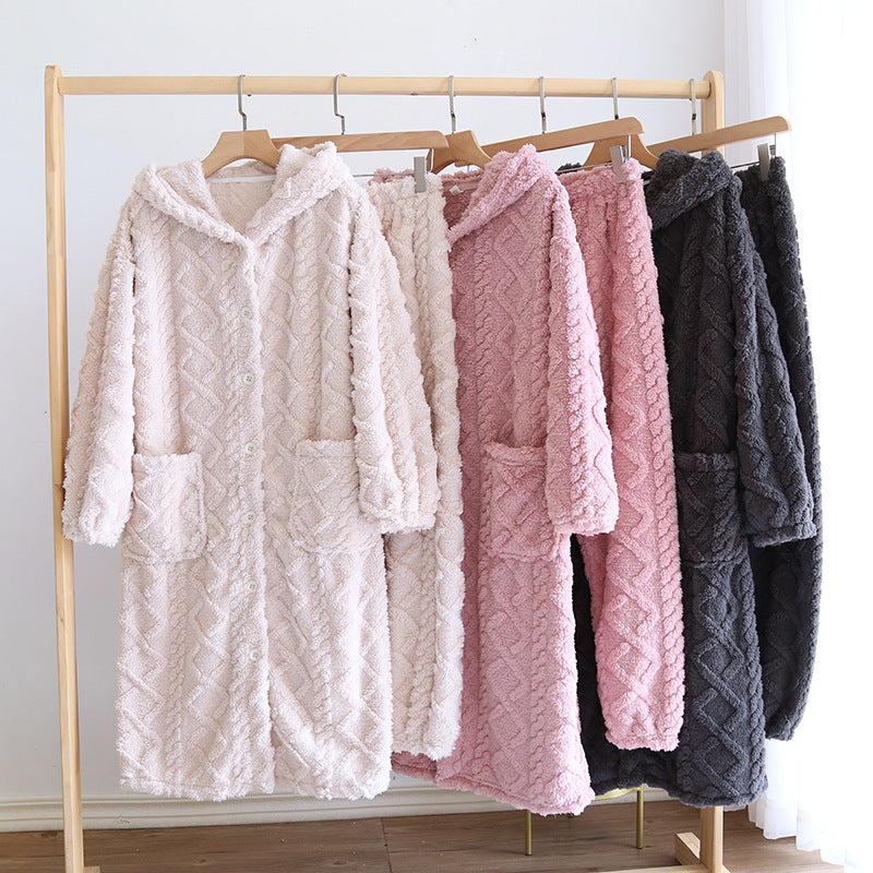 flannel pajamas suit long thickened pajamas two-piece long-sleeved