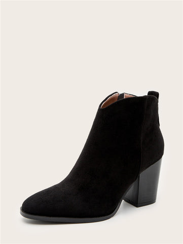 Faux Suede Ankle Boots Women High Heel Side zipper