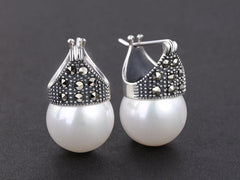 Natural Mother of Pearl Earrings Fine Jewelry Vintage Fashion Drop Earrings