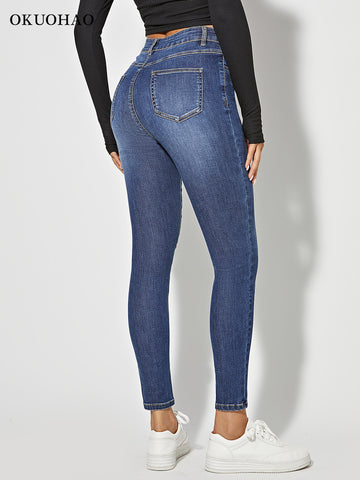 Skinny Jeans Women Stretchy High Waist Classic Denim Pant Slim Jean Fashion