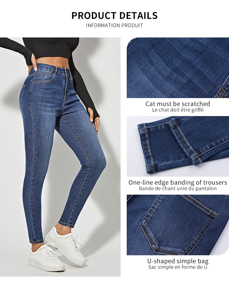 Skinny Jeans Women Stretchy High Waist Classic Denim Pant Slim Jean Fashion