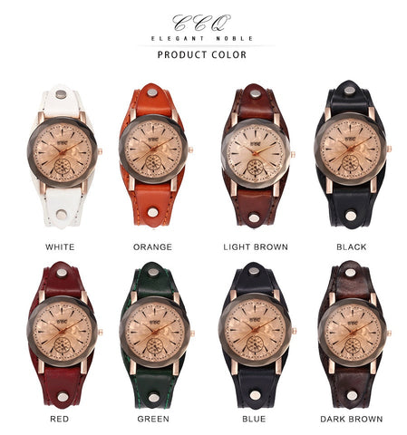 Brand Genuine Leather Bracelet Watch Casual Unisex Leather Quartz
